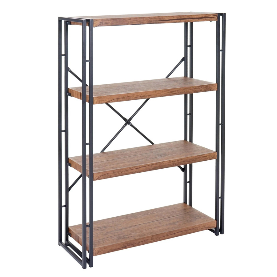BERLINLODGE Bücherregal in Wildeiche-Optik mit 3D-Struktur und 4 Ebenen, modernes Standregal für Wohnzimmer oder Arbeitszimmer, H x B x T: 121 x 80 x 30 cm - Bild 2