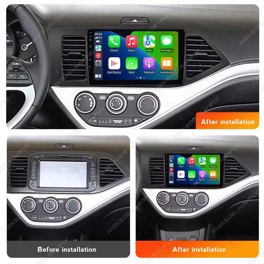 MEKEDE Kabelloses Android All-in-One Autoradio mit CarPlay, GPS, Bluetooth und WiFi für KIA Morning 2 / Picanto 2011 - 2017 in Schwarz - Bild 2