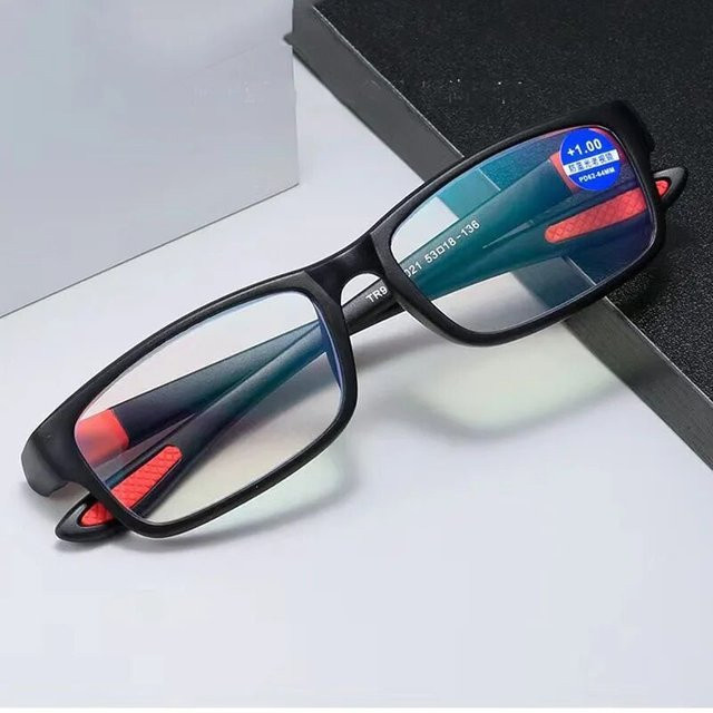 VABBON Lesebrille, Vollrand, rechteckig, schwarz rot, Unisex, Anti-Blaulicht - Bild 1