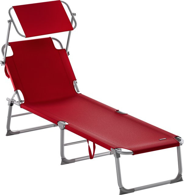 CASARIA Gartenliege Hawaii in Rot mit Textilene-Bezug und Sonnen canopy, B/T/H: 190 x 60 x 30 cm - Bild 1
