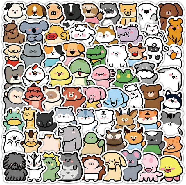 100 Stück wasserfeste Tier-Graffiti-Aufkleber mit niedlichen Motiven in Multicolour von AnimeWorlds Store - Bild 1