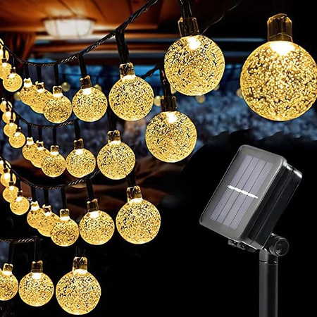 YWZT BEIMT Factory Solar-Märchenlichterkette mit 20 LED Kugeln in Warmweiß, wasserdicht IP65, Farbe: Braun/Gold, Länge: 5 m