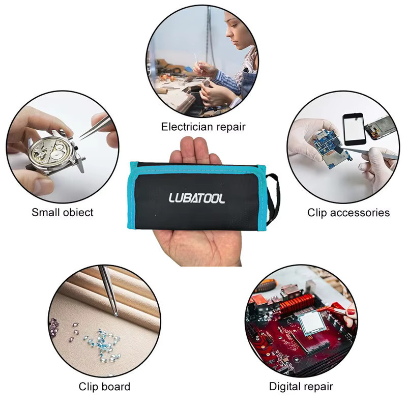 LUBATOOL Präzisionspinzetten-Set aus Edelstahl in Schwarz, 10 Stück, antistatische Pinzetten für die Elektronik- und Handy-Reparatur - Bild 4