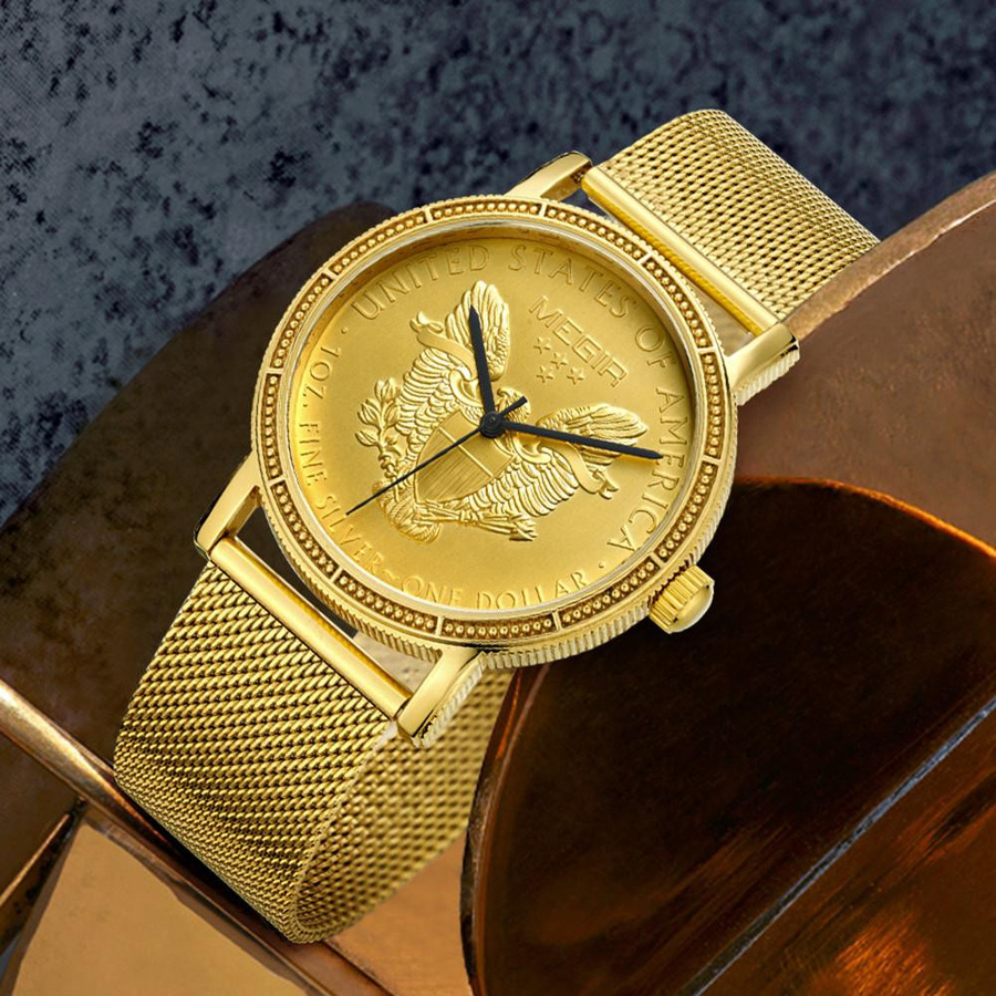 MEGIR Armbanduhr Quarz, Gold, Zinklegierung, Milanaise, Herren - Bild 3