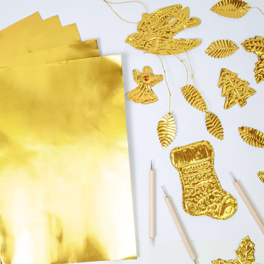 20 Stück goldenes geprägtes Papier für DIY-Kunst und Dekoration, glänzend, B/H: 15,0 x 15,0 cm - Bild 1