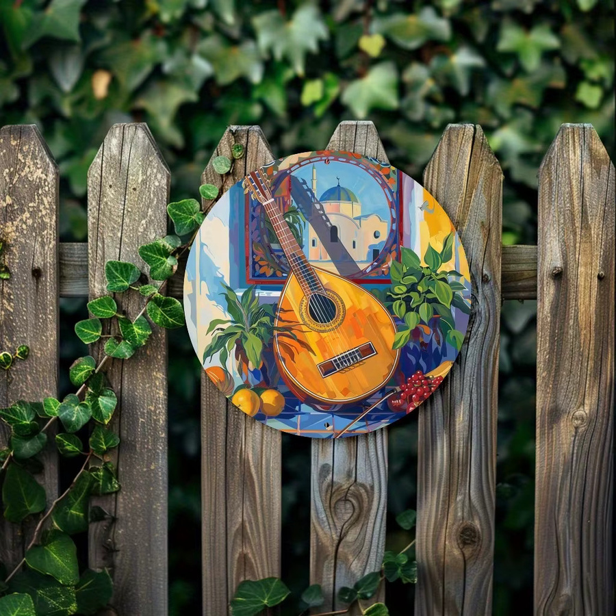 CIFBUY Metall-Wandschild Griechische Bouzouki Dekoration aus Eisen in Mehrfarbig für Garten, Bar und Fenster - Bild 2