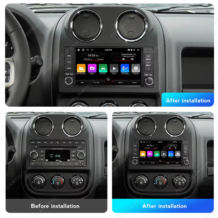 Navifly 7 Zoll Autoradio mit 64GB für Jeep Commander Compass Grand Cherokee Wrangler, kabelloses CarPlay, GPS und Bluetooth, Schwarz - Bild 2