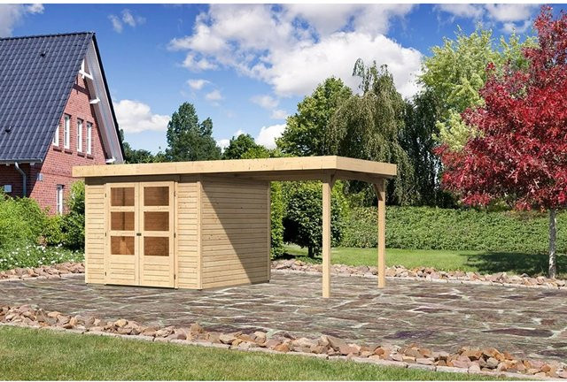 Karibu Gartenhaus Askola 3,5 aus Holz in Beige B/H/T: 462 x 211 x 246 cm - Bild 1