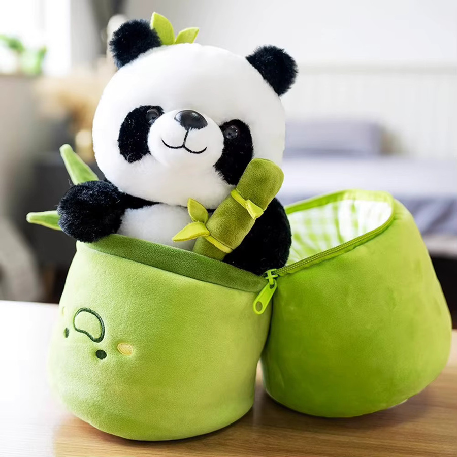 CONUSEA Kawaii Bambusrohr Panda Set, Plüschtier, Reversibles Design - Bild 4