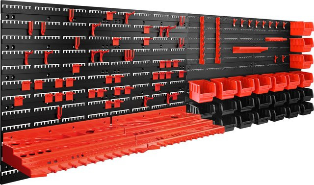 Monzana Werkzeugwand in Schwarz und Rot mit 97-teiligem Set und Stapelboxen, B/T/H: 54,0 x 47,5 x 47,5 cm - Bild 1