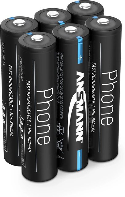 Ansmann Akkus Micro AAA NiMH 1,2V 800 mAh, 6 Stück, Schwarz - Bild 1