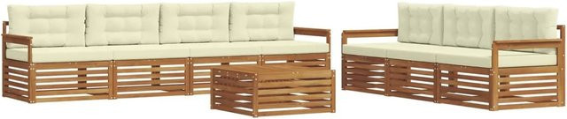 vidaXL Outdoor-Sofagarnitur 8-teilig aus Akazienholz mit Kissen in Natur und Creme - Bild 1