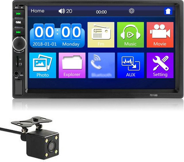 VehicleKit 7-Zoll Doppel-Din Autoradio Receiver mit Touchscreen, Bluetooth und MP5-Player, Schwarz - Bild 1