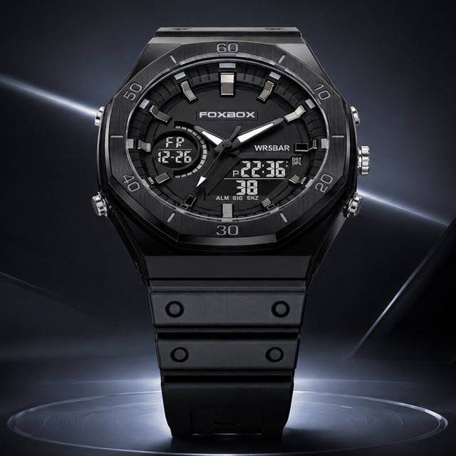 FOXBOX Armbanduhr, Chronograph, Analog-Digital, Schwarz, Herren - Bild 1