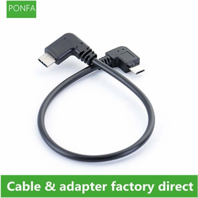CY USB-C auf Micro-USB 2.0 Ladekabel und Datenleitung mit 90-Grad-Winkel in Schwarz - Bild 1