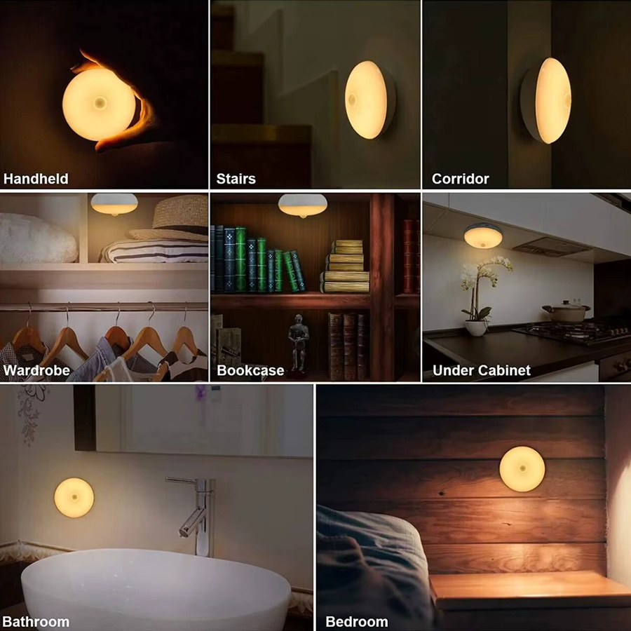 AMARYLLIS Nachtlicht mit Bewegungsmelder in Weiß, USB-wiederaufladbar, warmweißes Licht mit Magnet und Selbstklebebefestigung für Flur und Treppen - Bild 6