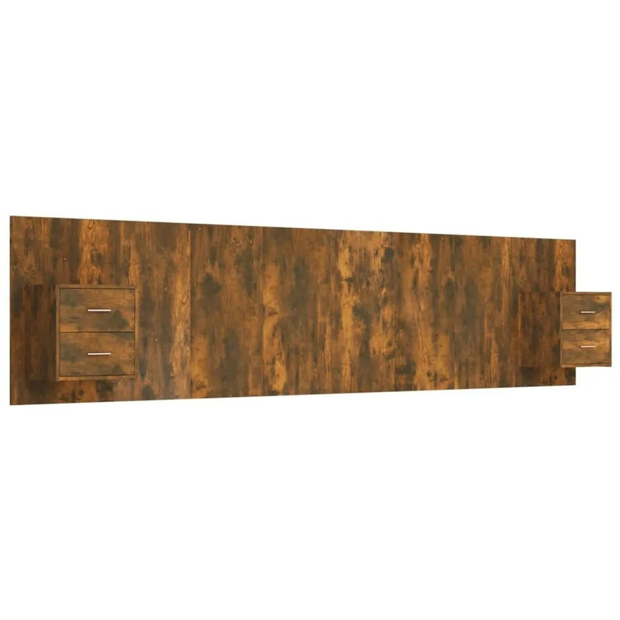vidaXL Kopfteil mit 2 Nachttischen aus Holzwerkstoff in Räuchereiche, klassisches Design für dein Schlafzimmer - Bild 2