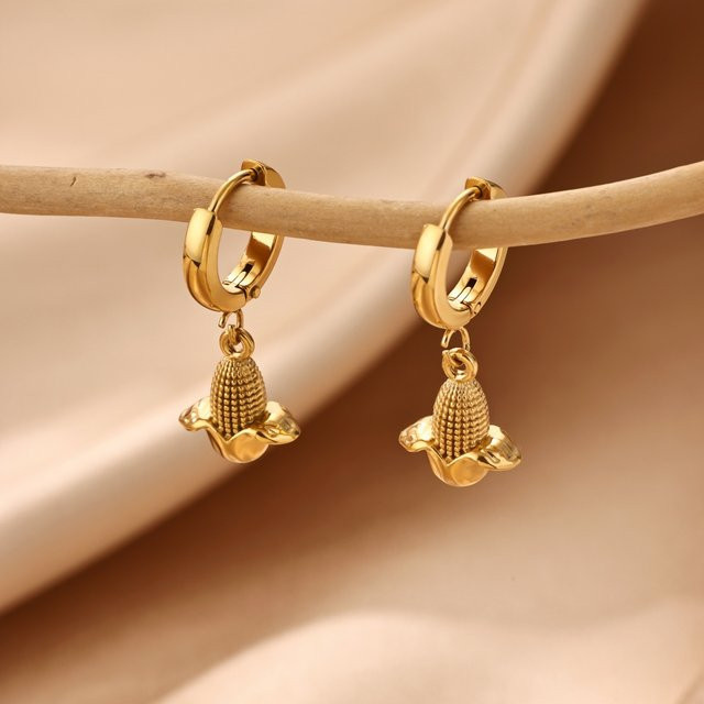 ICFTZWE Ohrringe, Mais-Tropfen, Edelstahl, Gold, Damen - Bild 1