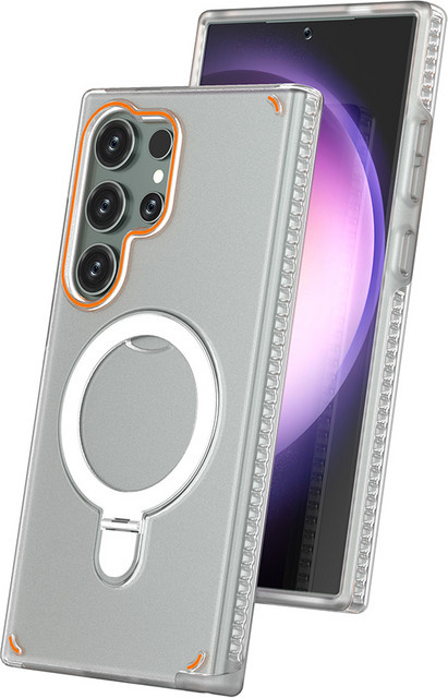 Stoßfeste Magnetische Schutzhülle mit Standhalterung für Samsung Galaxy S25, S24 Plus und S24 Ultra in Blau, kompatibel mit MagSafe für kabelloses Laden, Matte PC Rückseiten-Abdeckung - Bild 1