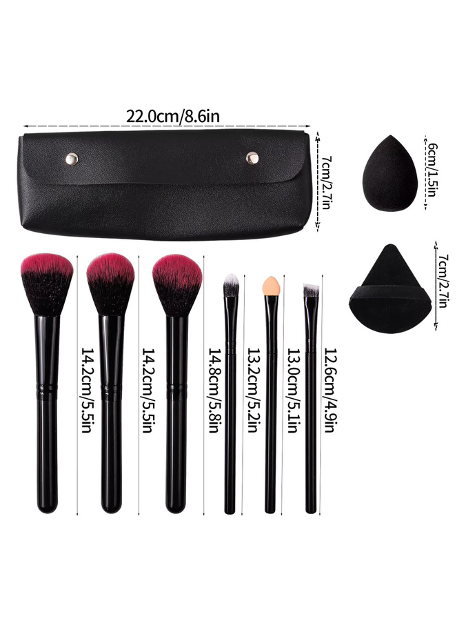 KOSSHOW Make-up-Pinsel-Set, 17-teilig, mit Schwamm und Aufbewahrungstasche - Bild 5