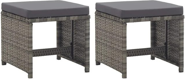 vidaXL Gartenhocker 2er Set aus Poly Rattan mit Sitzkissen in Anthrazit - Bild 1