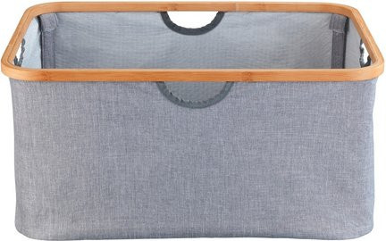 WENKO Wäschekorb aus Bambus und Stoff in Grau, B/T/H: 54 x 26 x 36 cm - Bild 1
