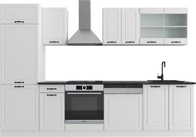 Vicco R-Line Küchenzeile Landhaus Weiß-strukturiert und Anthrazit, Breite: 300 cm - Bild 1