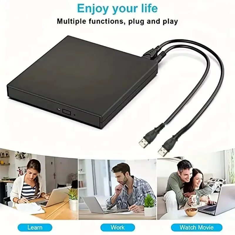Mrgabwte Externes USB 3.0 CD-DVD-Laufwerk, Schreibfähiges CD-RW-Laufwerk und DVD-ROM-Player in Schwarz für Laptop und Desktop PC - Bild 2