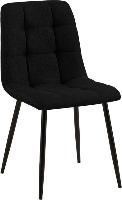 DELUKE Esszimmerstuhl FIGAD in Schwarz mit Steppmuster aus Stoff und Metallgestell, B/T/H: 45 x 55 x 84 cm - Bild 1