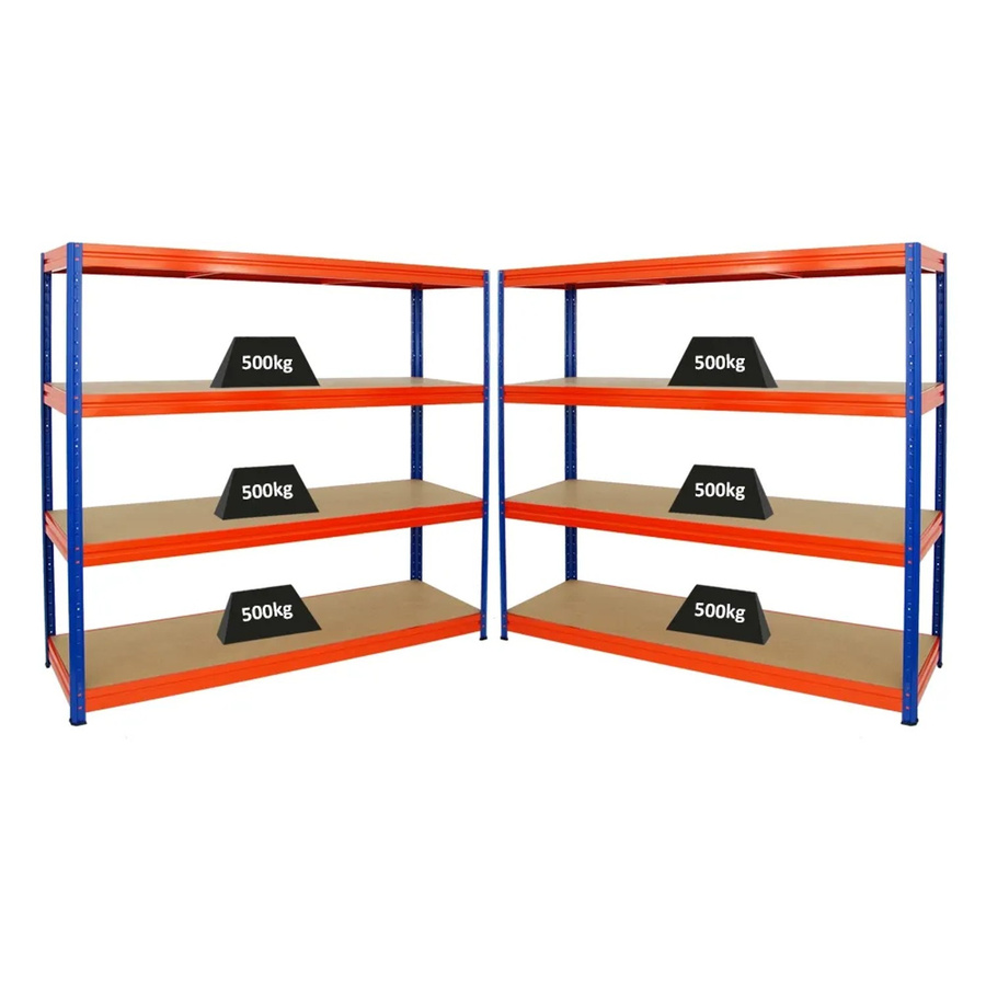 PROREGAL DINO Profi-Schwerlastregal 2er-Set, Blau/Orange, H x B x T: 180 x 200 x 60 cm - Bild 2