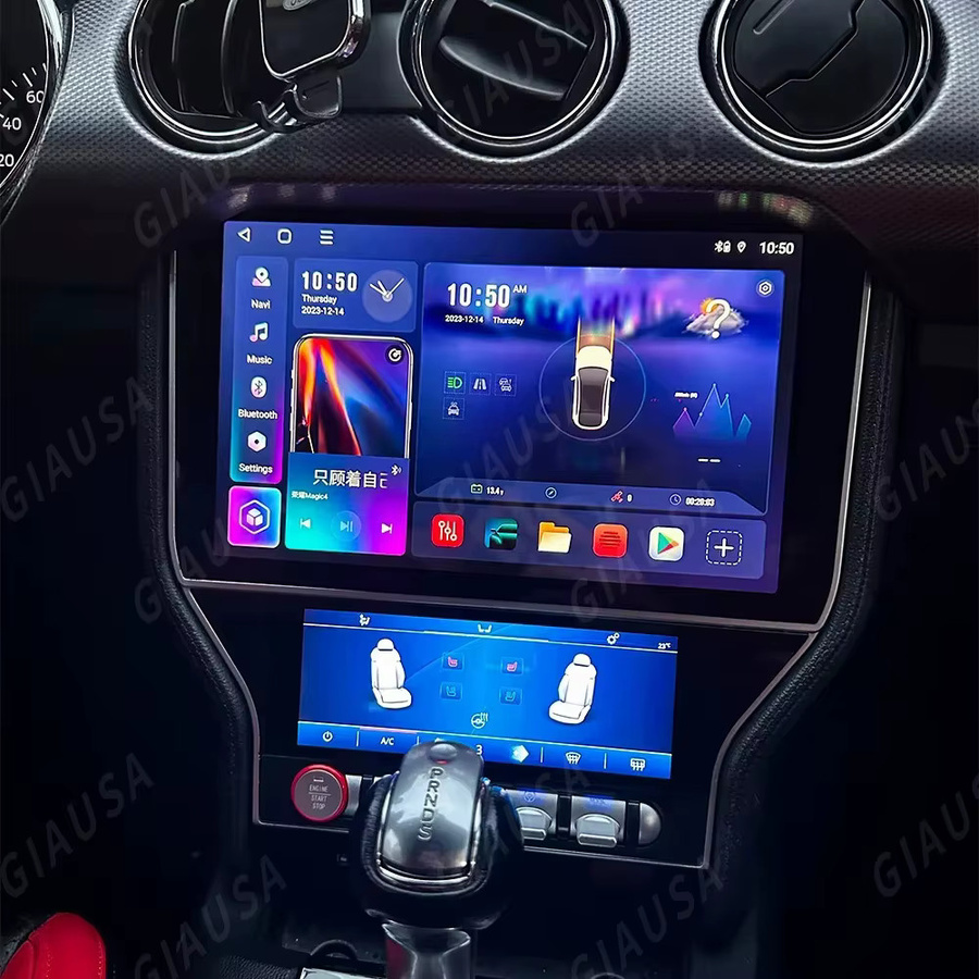 YANFU Android Carplay Radio Multimedia Stereo Player mit GPS und 10,4 Zoll IPS Display für Ford Mustang 2015-2021, Schwarz - Bild 3