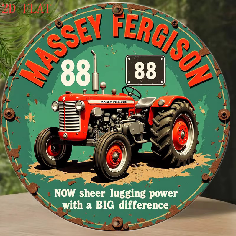Potdemiel Massey Ferguson 88 Traktor Vintage Wandkunst aus Metall, Mehrfarbig, Durchmesser: 20 cm - Bild 4