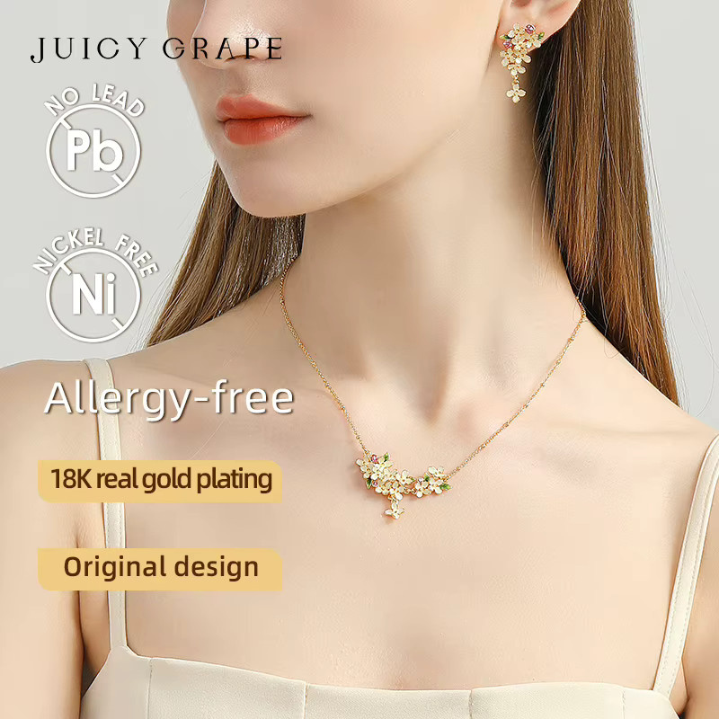 Juicy Grape Halskette, 18K vergoldet, Emaille, Unisex - Bild 2