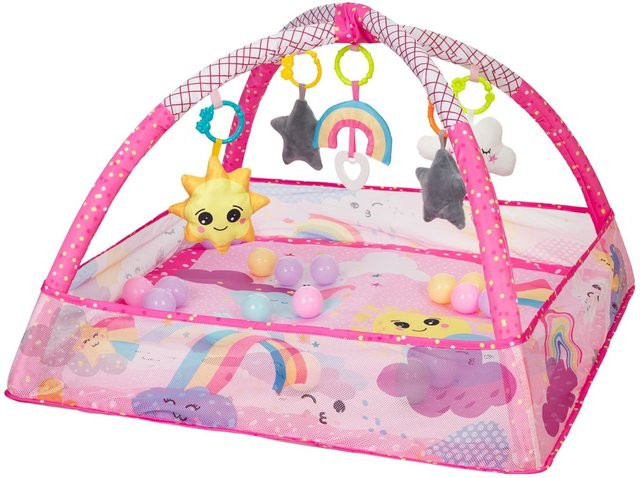 Kikkaboo 2 in 1 Spielbogen und Krabbeldecke mit Greiflingen und 18 Spielbällen als Bällebad in Pink - Bild 1