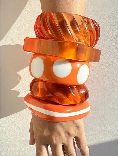 HUANZHI Armband, Harz, Orange, Damen, Vintage - Bild 1