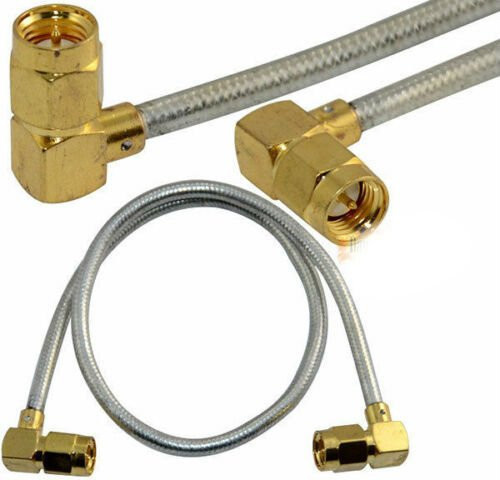 SMA Stecker auf SMA Stecker rechtwinklig RG402 Pigtail Kabel Silber 20 m - Bild 1