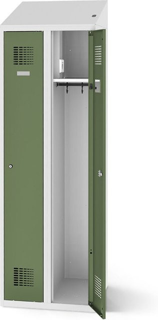 rotstahl Kleiderspind mit Ladefunktion und 2 Türen, hellgrün, B/H: 60 x 200 cm - Bild 1