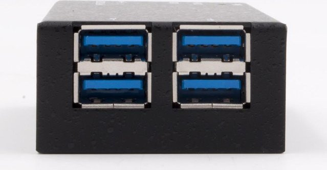 Exsys EX-1180HMS USB 3.0 Hub mit 4 SuperSpeed Anschlüssen in Schwarz, Desktop oder DIN-Schiene montierbar - Bild 1