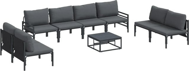 vidaXL Garten-Sofa-Set 9-teilig aus Stahl in Anthrazit - Bild 1