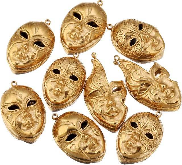 Alisaya Anhänger Venezianische Masken, Edelstahl, Gold, Unisex - Bild 1