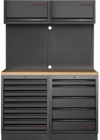 Kraftwerk Mobilio 2er Kombi mit Oberschrank, 5 und 9 Schubladen, Anthrazit, mit Pegboard, freistehend - Bild 1