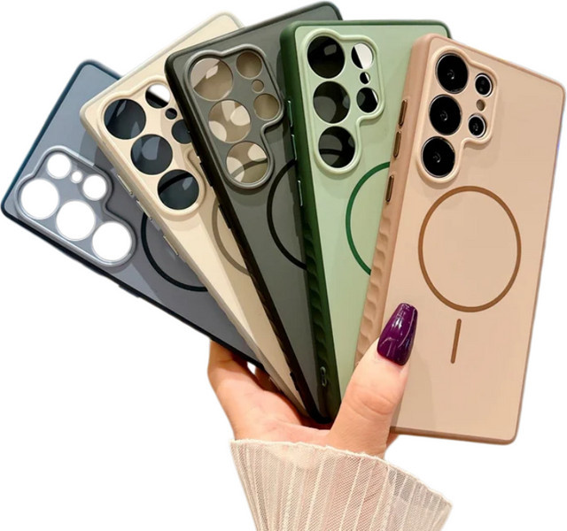 Matte Magnetische TPU-Schutzhülle für Samsung Galaxy S26 S25 S24 Ultra Plus mit Kameraschutz in Blau und Beige - Bild 1