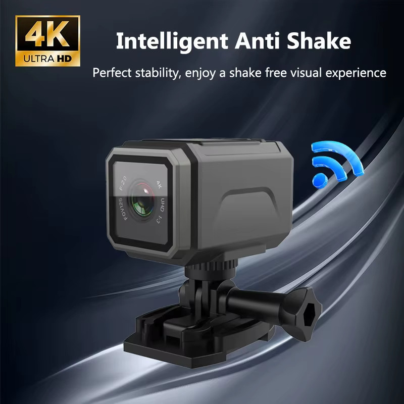 luxuglow Ultra HD 4K Action Cam mit WLAN-Hotspot und Bildschirm, Anti-Shake Outdoor-Sportkamera in Schwarz, ideal als Motorrad- und Fahrrad-Dashcam - Bild 2