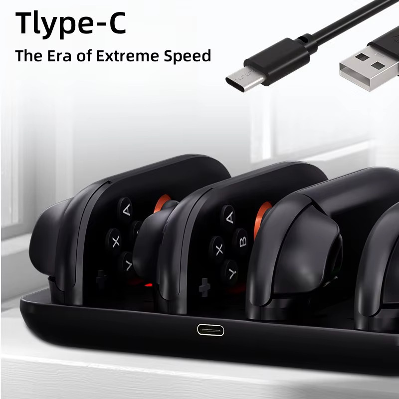 Benicabaly Ladestation für Nintendo Switch Joypad-Controller, Vierfach-Ladegerät für linke und rechte Controller, Schwarz - Bild 3