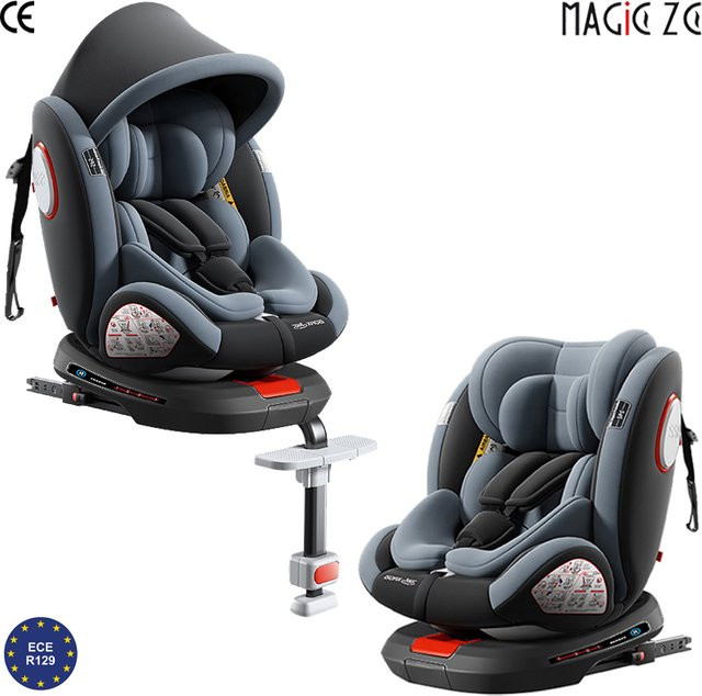 Magic ZC R129 I-Size 360 Grad drehbarer Baby-Autositz mit ISOFIX für Säuglinge und Kleinkinder, Schwarz-Grau, 40-150 cm - Bild 1