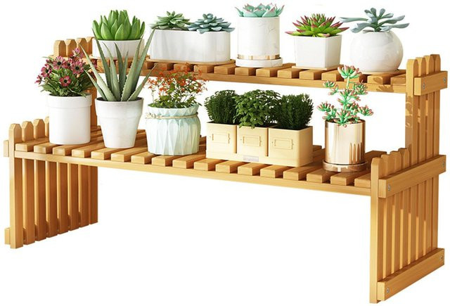 TOMTOP JMS Pflanzenständer aus Bambus in Beige für Garten, Balkon und Wohnzimmer - Bild 1