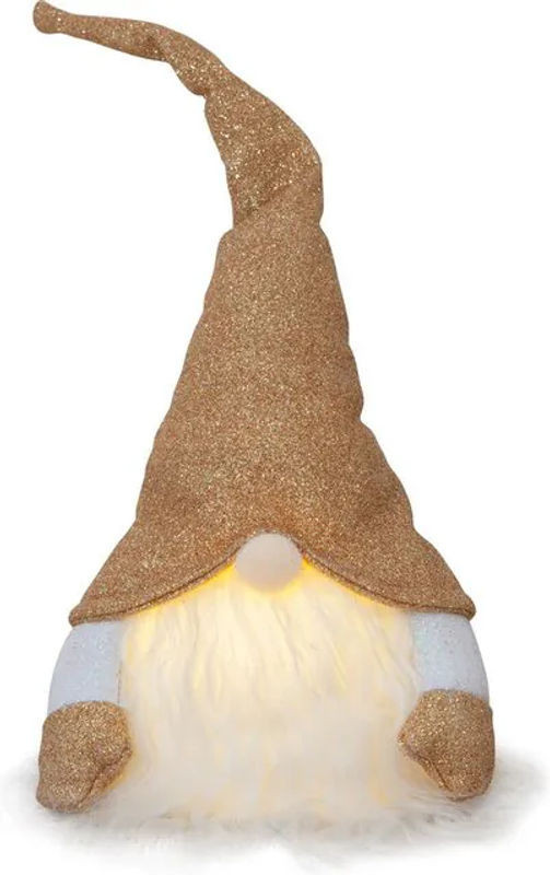 Star Trading Joylight LED Weihnachtsfigur Wichtel aus Stoff und Kunststoff in Gold und Weiß mit warmweißer Beleuchtung, Höhe: 28 cm - Bild 1