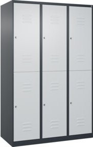 C+P Doppelstock-Spind Classic PLUS mit 3 Abteilen, Stahlkonstruktion, anthrazitgrau und lichtgrau, Zylinderschloss, H x B x T: 185 x 120 x 50 cm - Bild 1