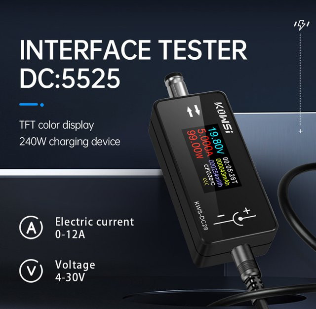 diymore KWS-DC28 Schnittstellentester mit 0,96 Zoll TFT HD Display als Voltmeter, Amperemeter und Leistungsmesser in Schwarz (DC 4-30V, 0-12A) - Bild 1
