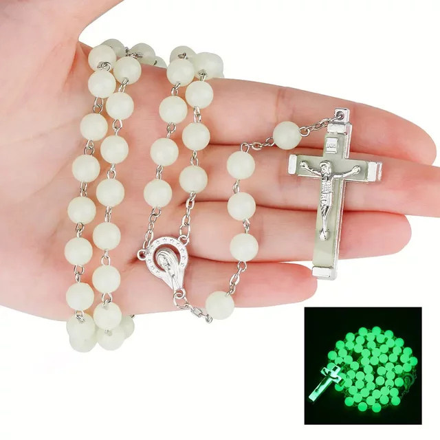 MODA SIMPLE Halskette Rosenkranz, Edelstahl, Silber, Perlen, Damen - Bild 1